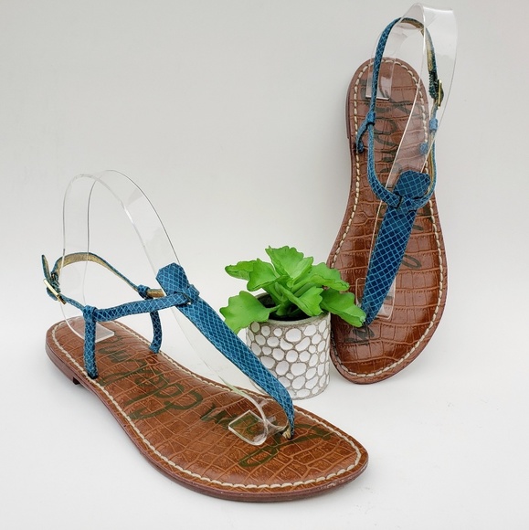 Sam Edelman Shoes - Sam Edelman Gigi Blue Snake T-Strap Sandal 7.5